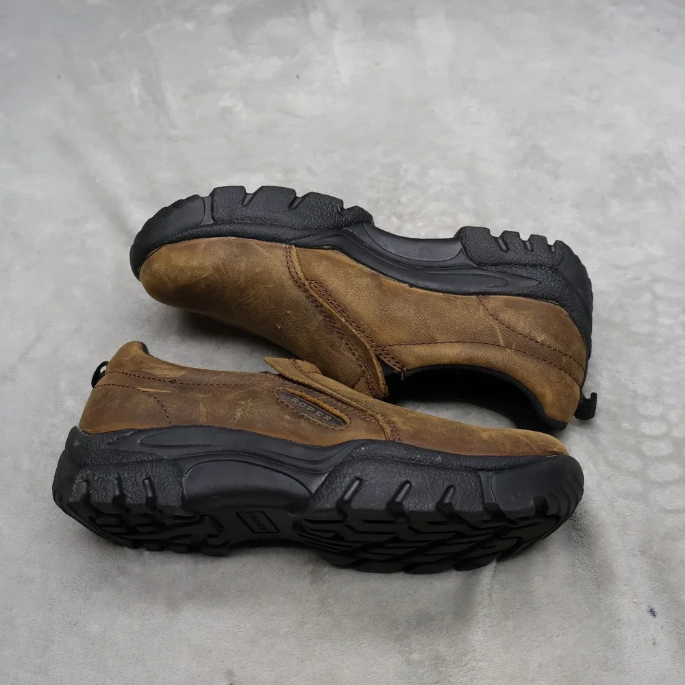 Roper Mens 9.5 Slip On‎ Shoes Brown Performance Sports Leather Rugged Casual